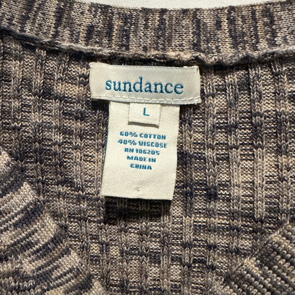 Sundance Ribbed Henley Women's L Brown Tan Knit Sweater Earthy Casual Natural - Picture 5 of 8